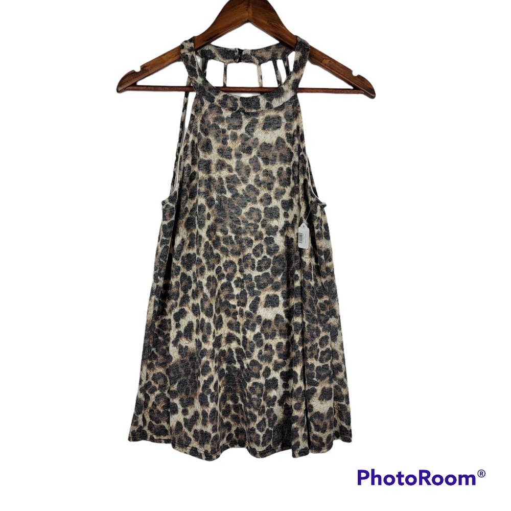 Cy Fashion Knit Leopard Print‎ Tank Sz Small
